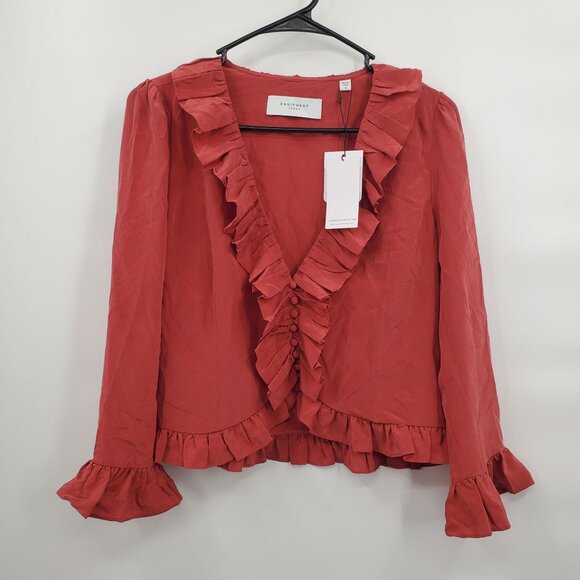 EQUIPMENT Femme Yasmina Silk Ruffle Top Women Size Small NWT 100% Silk
